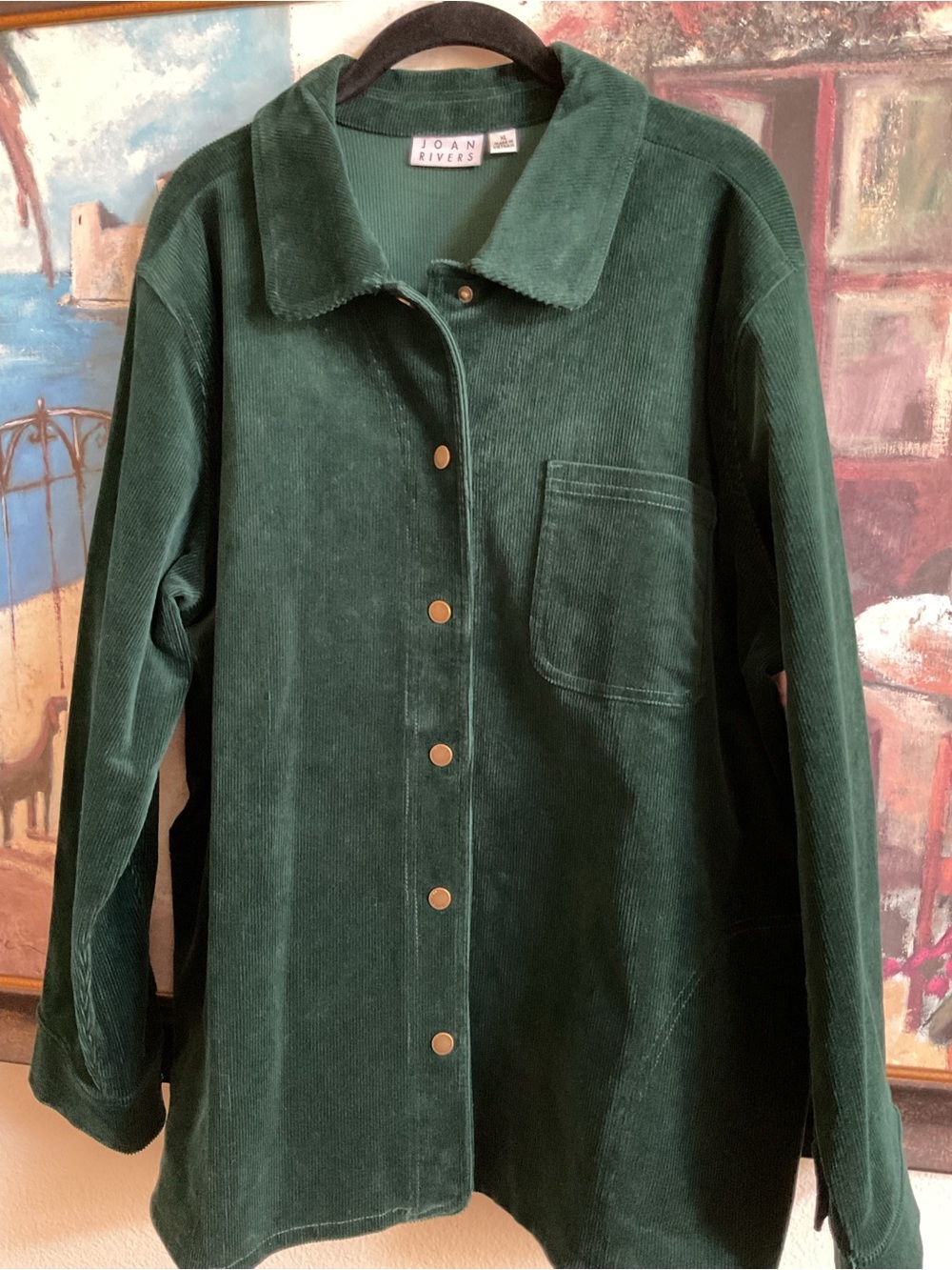 Joan Rivers Dark Green Corduroy Snap-Front Shirt Jacket